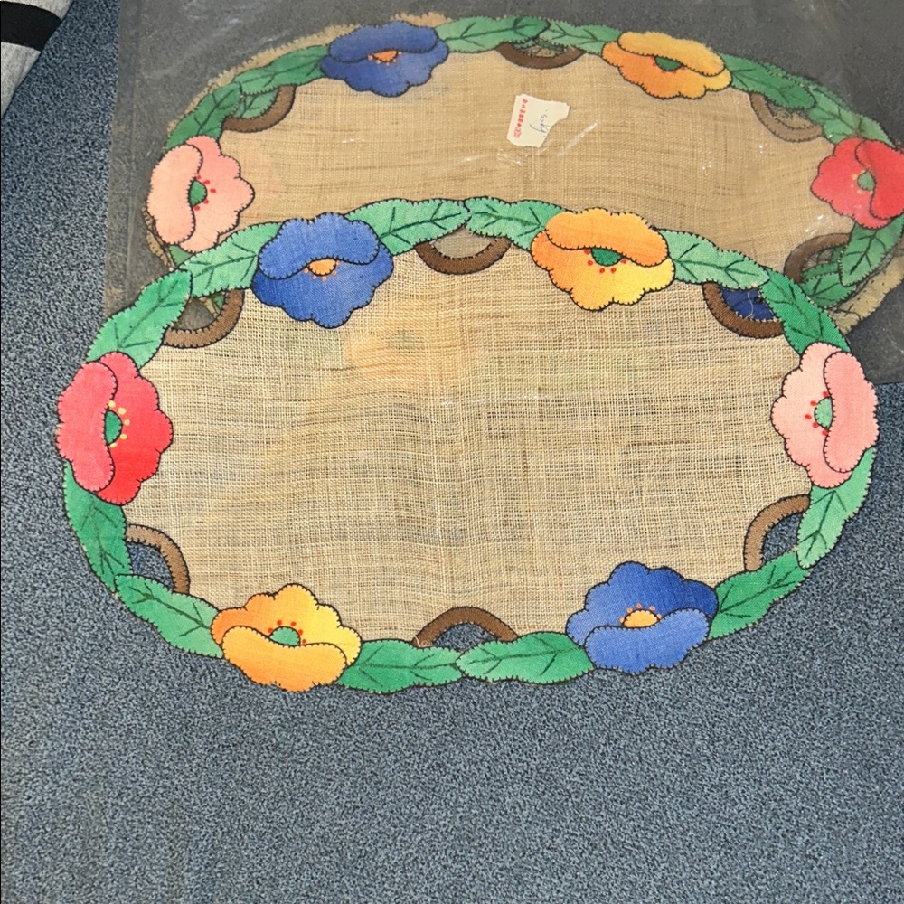New Floral Embroidered doilies set of Six